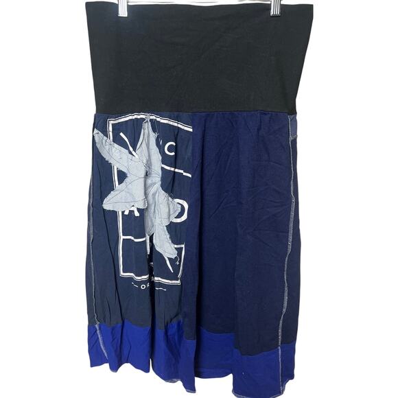 Vintage Patchwork Blue Floral Print Long Dress *Dimensions In Pictures - Picture 2 of 5